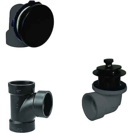 Westbrass Illusionary Overflow, Sch. 40 ABS Plumbers Pack W/ Lift and Turn Bath Drain in Oil Rubbed Bronze D594AHRK-12
